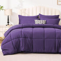 Love's cabin King Size Comforter Set Dark Purple, 7 Pieces King Bed in a Bag, All Season Bedding Sets with 1 Comforter, 1 Flat Sheet, 1 Fitted Sheet, 2 Pillowcase and 2 Pillow Sham