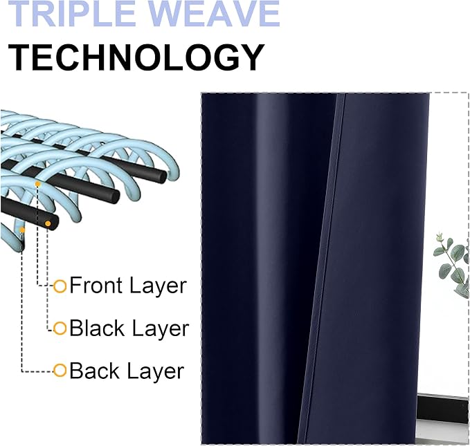Simplebrand Ava Navy Blue Blackout Curtains - Image 4