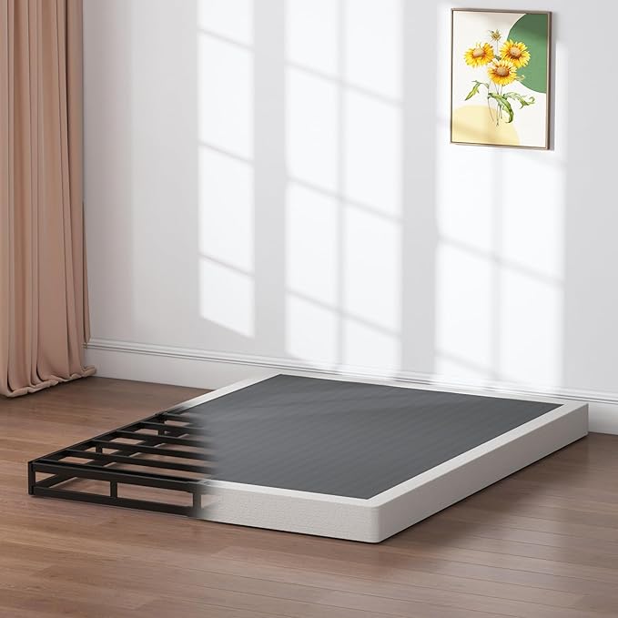 Box Spring California King, 5 Inch Metal Cal King Size Box Spring Basic Bed Base, Mattress Foundation, Black Heavy Duty Metal Structure with Cover