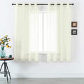 DUALIFE 54 Inches Long Cream Beige Sheer Grommet Curtains for Nursery Small Windows Short Drapes 2 Panels Set Light Filtering Semi Sheer Farmhouse Style Curtains 52 X 54 Inch Long Ivory