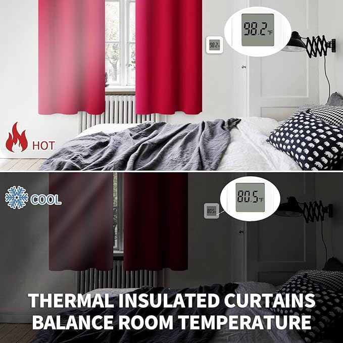 BGment Room Darkening Curtains 95 Inches Long - Grommet Thermal Insulated Drapes Window Treatment Curtains for Bedroom, 2 Panels, 52 x 95 Inch, Red