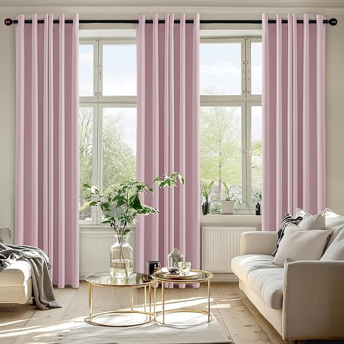MIULEE Blackout Curtains for Bedroom 2 Panels 40 x 72 Inch Long Blush Pink | - Image 6