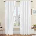 White 100% Blackout Linen Curtains 84 Inches Long by LAMIT