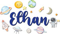 Custom Nursery Name Sign with Themed Decor Kit | Personalized Wooden Wall Art for Baby, Kids Room | Space, Jungle, Circus, Under the Sea, Woodland, Rainbow (50", Space)