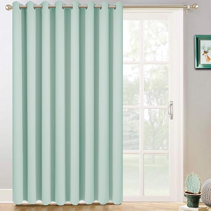 Yakamok Aqua Room Darkening Curtains 84 inch Sliding Door Drapes | 1 Extra-wide by Yakamok