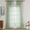 Sheer Sage Green Curtains 108 Inches Long 2 Panels Set, 59 Inch Extra Wide by OVZME