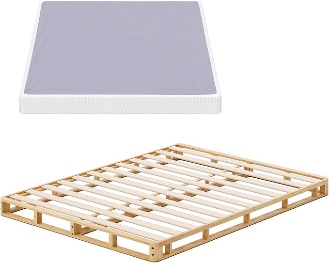 ZINUS Edgar 4 Inch Bamboo Box Spring, Mattress Foundation, Sturdy Bamboo Structure, Low Profile, Easy Assembly, Queen