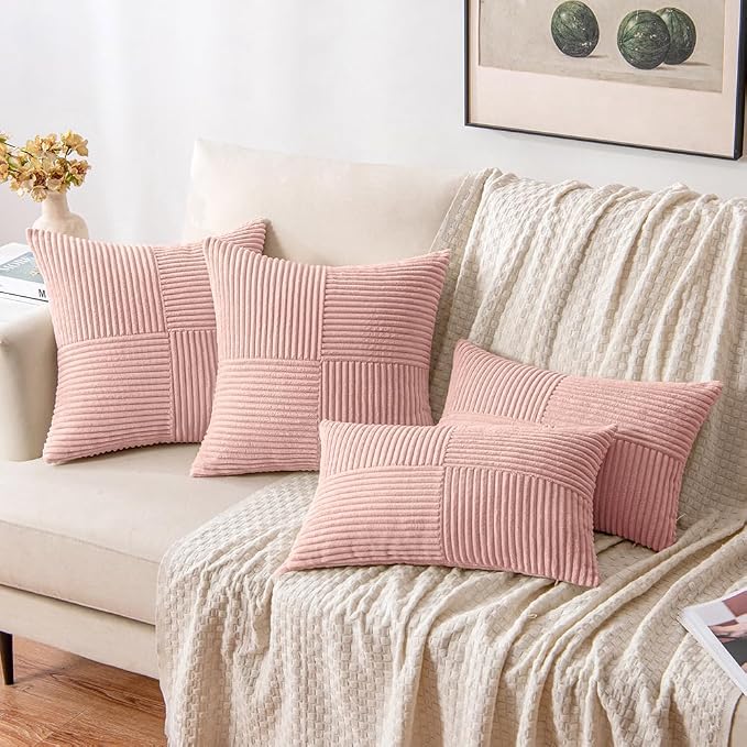 MIULEE Pink Decorative Lumbar Throw Pillow Covers 12x20 Inch 2 Pack | Boho - Image 4