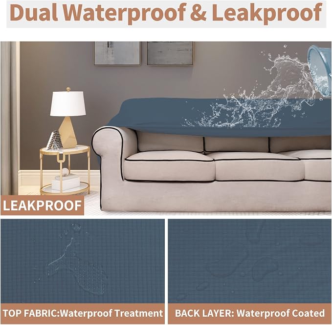 Easy-Going 100% Waterproof Loveseat Couch Cover Stretch Jacquard Sofa Cover | - Image 3