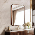24"x30" Brushed Bronze Bathroom Mirror for Wall, Rounded Rectangle Mirror with Brown Metal Frame Hanging for Bathroom Entryway Vanity,Living Room,Bedroom,Vertical or Horizontal