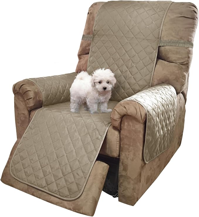 U-NICE HOME Reversible 23''Recliner Small Chair Cover, Khaki/Light Grey | by U-NICEHOME