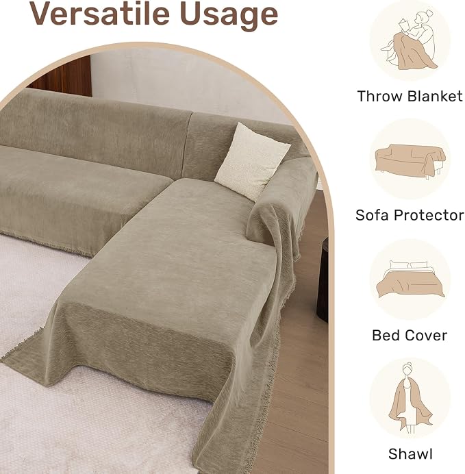 2 Pieces Sectional Couch Covers L Shaped Cover XXL Quicksand | Thick Washable - Image 6