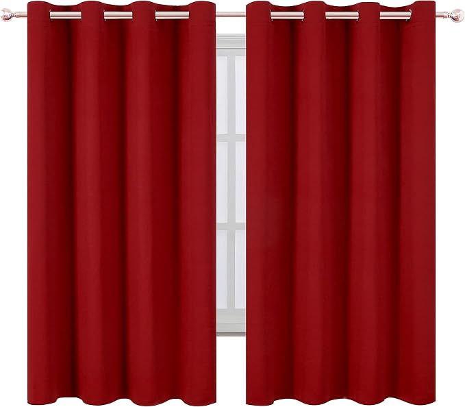 Red Blackout Curtains/52 x 63 Inch/Set of 2 Panels Room Darkening Curtains - Image 2