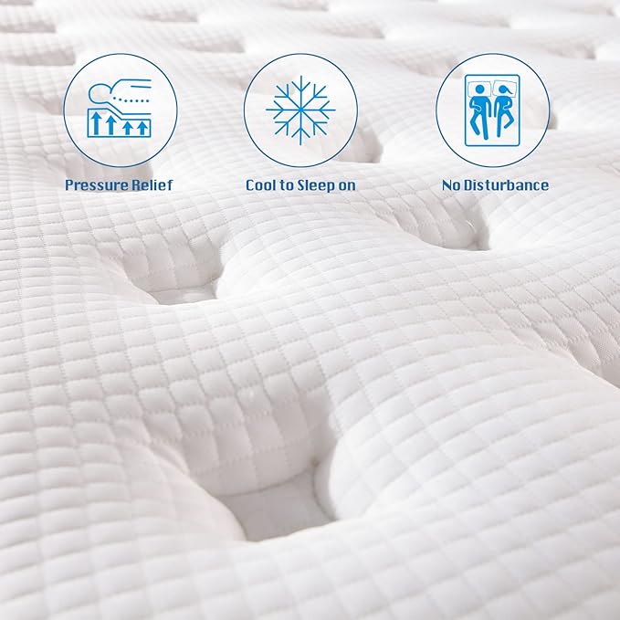 Rimensy Full Mattress, 12 Inch Hybrid Mattress in a Box, Gel Memory Foam Mattress, Individually Wrapped Pocket Coils Innerspring Mattress, Support & Pressure Relief, Medium Firm Feel