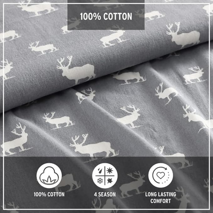 Eddie Bauer - Full Sheets, Cotton Flannel Bedding Set, Brushed For Extra Softness, Cozy Home Decor (Elk Grove, Full)