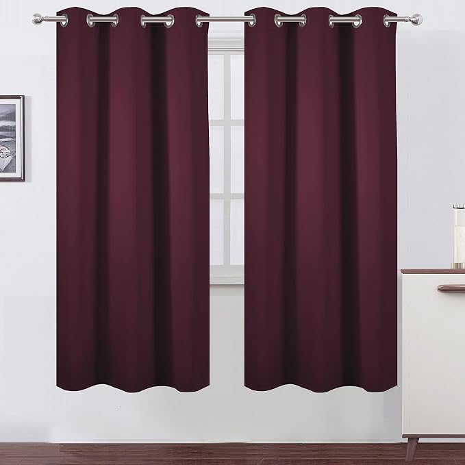 Burgundy Red Blackout Curtains/42 x 72 Inch/Set of 2 Panels Room Darkening by Lemomo