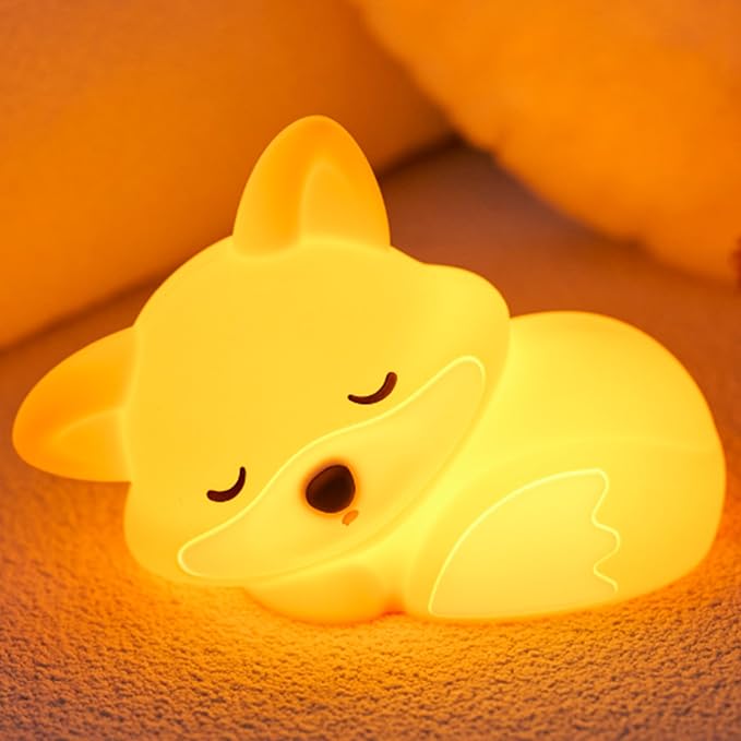 Fox Night Light for Boys Girls, Dimmable Squishy Fox Silicone Animal Lamp, Cute Foxes Gifts Decor Nightlight for Birthday Xmas Gifts