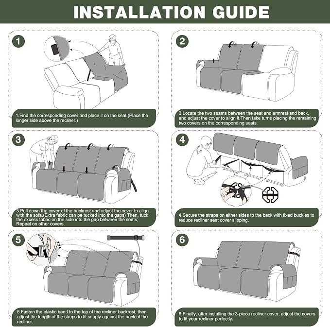 TAOCOCO 100% Waterproof Recliner Sofa Cover, Non Slip Split Couch Covers - Image 7