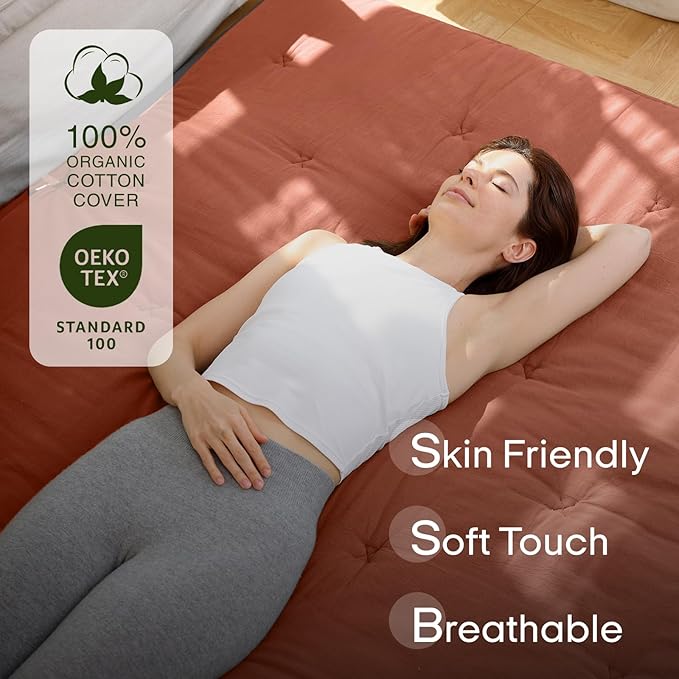 ZonLi Japanese Floor Futon Mattress Twin Size 75"x 39", 100% Cotton Cover 2.5'' Thicken Tatami Mattress, Foldable Sleeping Pad, Portable Dormitory Tatami Mat, Roll Up Floor Lounger Bed for Adult
