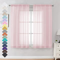 OVZME Blush Pink Sheer Curtains 63 Inches Long 2 Panels - Soft Light Filtering Window Sheer Panels for Living Room/Bedroom, Top Dual Rod Pocket, 1 Pair, Each 42Wx63L Inches
