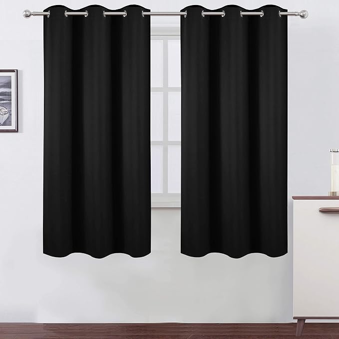 Blackout Curtains 42 x 63 inch/Black Curtains Set of 2 Panels/Thermal Insulated by Lemomo