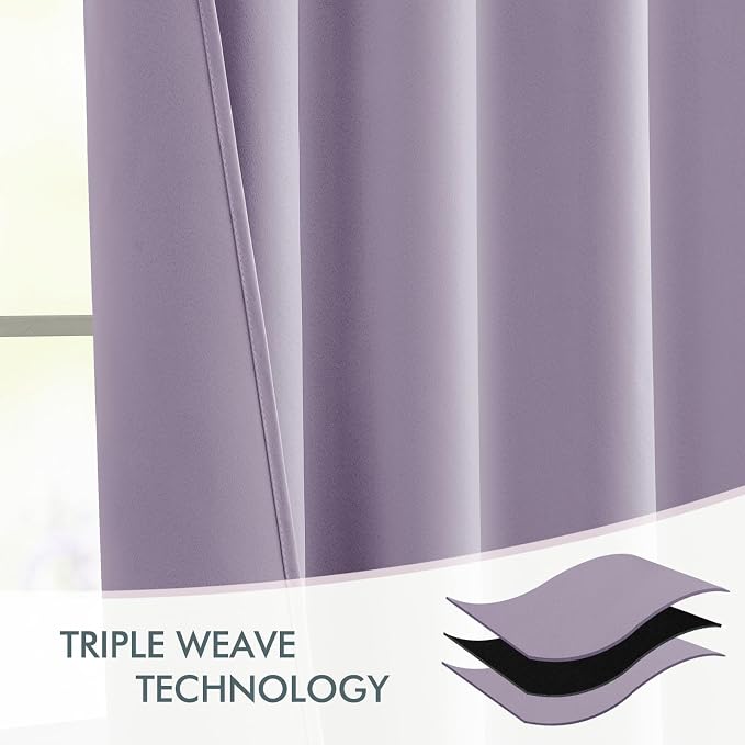MIULEE Lilac Back Tab Blackout Curtains 52x96 Inch Long 2 Panels Set | Rod - Image 7