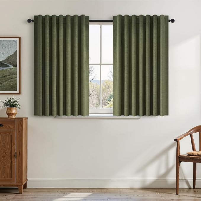 Topfinel Kitchen Curtains 54 Inch Length Linen Blackout Curtains by Topfinel