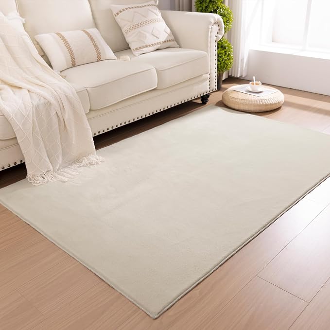 SHACOS Ultra Soft Faux Rabbit Fur Area Rug 4'x6', Non Slip Washable Padded - Image 5