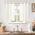 Short Sheer Linen Curtains 40 inches Long, Bronze Grommet Linen Drapes Light by LAMIT