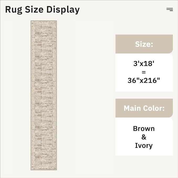 Soalmost Washable 3x18 Hallway Runner Rug Non-Slip Kitchen Entry Rugs Brown | - Image 5
