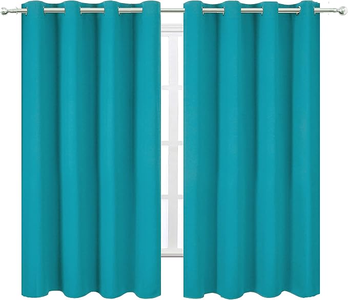 Teal Blackout Curtains 66 x 63 Inch Length/Set of 2 Curtain Panels/Thermal - Image 2