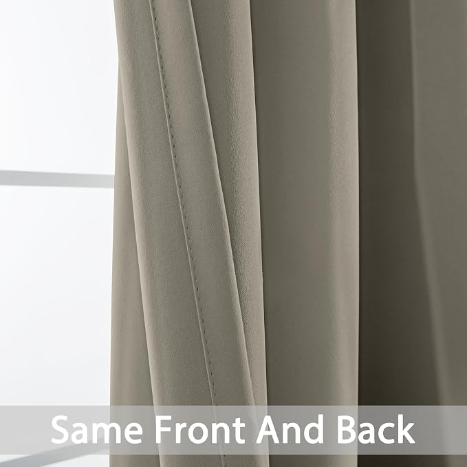 Yakamok Room Darkening Curtains 52x96 inch Length Taupe-Living Room | 2 panels - Image 3