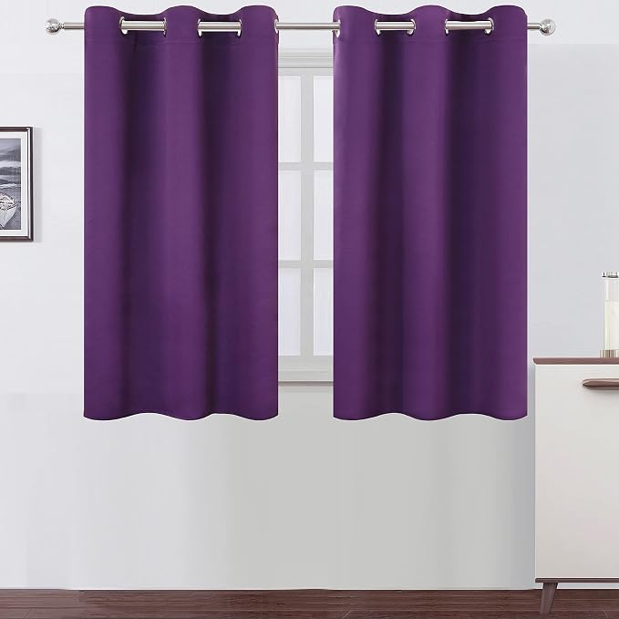 Purple Blackout Curtains 34 x 54 Inch Length/Set of 2 Curtain Panels/Thermal by Lemomo