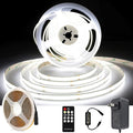 White COB LED Strip Light, Dimmable 16.4ft/5m LED Light, 6000K Daylight White 2400 LEDs High Lumen LED Tape Lights CRI 90+ with RF Remote and UL Power for Bedroom,Kitchen,DIY Home Decoration