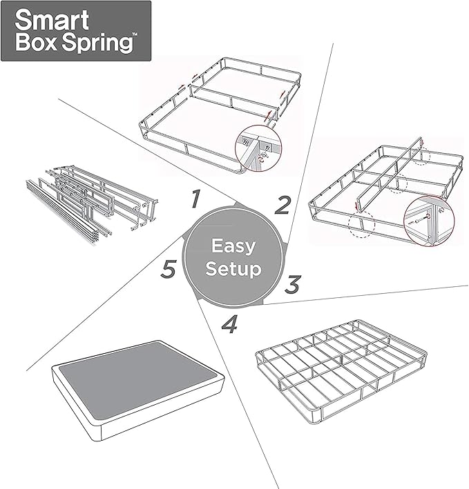 ZINUS 5 Inch Metal Smart Box Spring, Mattress Foundation, Strong Metal Frame, Easy Assembly, Queen