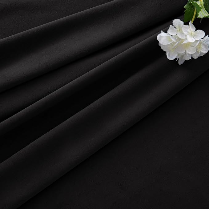 MIULEE Velvet Curtains 50W x 90L 2 Panels Black Blackout Curtains | Luxury - Image 7