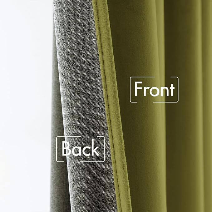 MIULEE Velvet Curtains 52x108 inches 2 Panels Moss Green Blackout Curtains | - Image 6