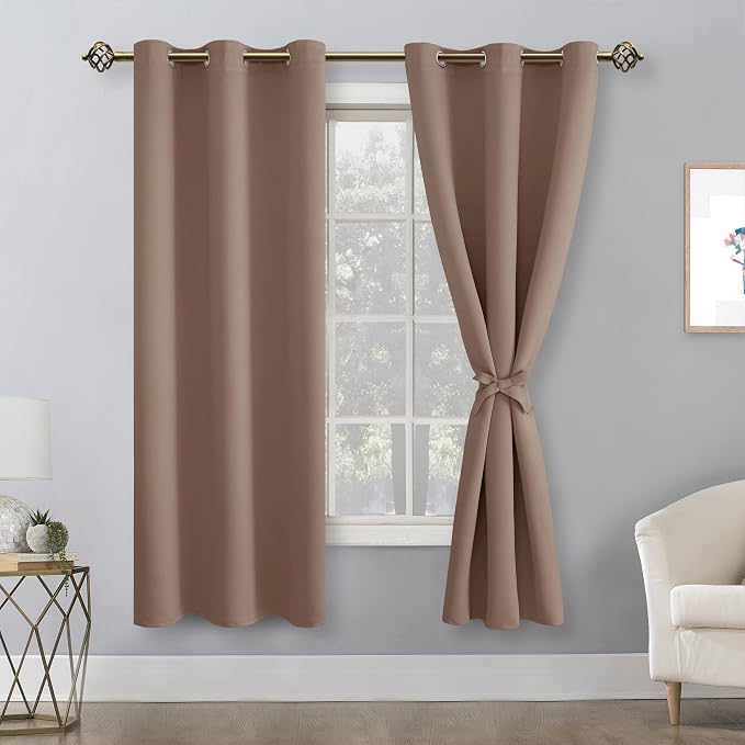 Blackout Curtains for Bedroom, 38 x 63 Inches Length, Cappuccino | Thermal - Image 9