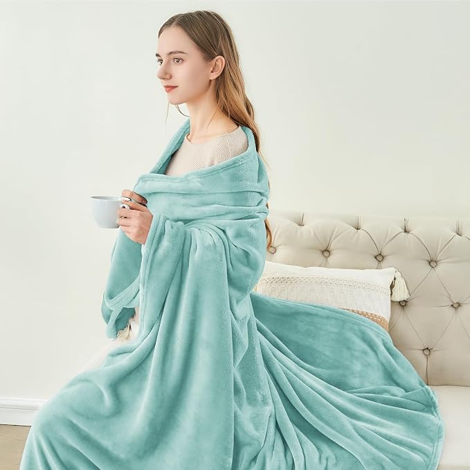BEDELITE Fleece Blanket Soft Plush Twin Size Blanket Haze Blue 60"x80" | Ultra - Image 5