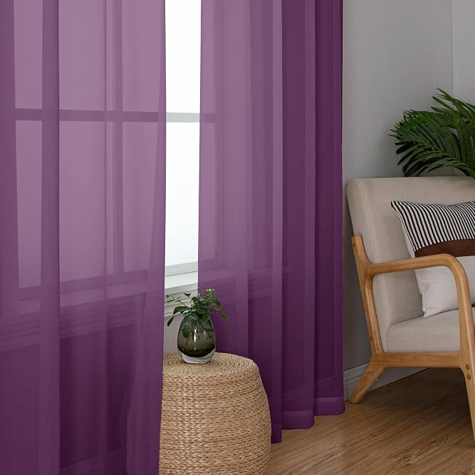Chyhomenyc Plum Sheer Curtains 84 Inches Long - Image 7