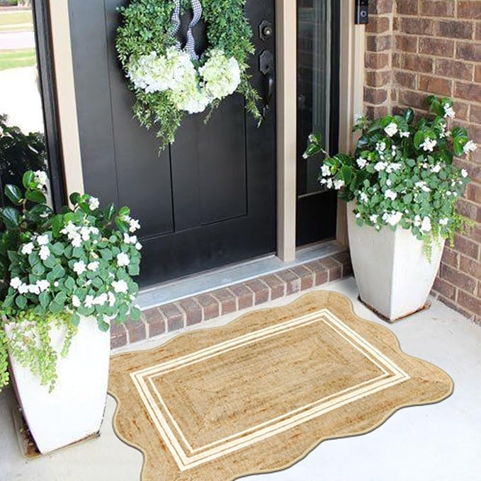 Front Door Rug - 2x3 Jute-Look Doormat Indoor Outdoor Entrance | Washable - Image 4