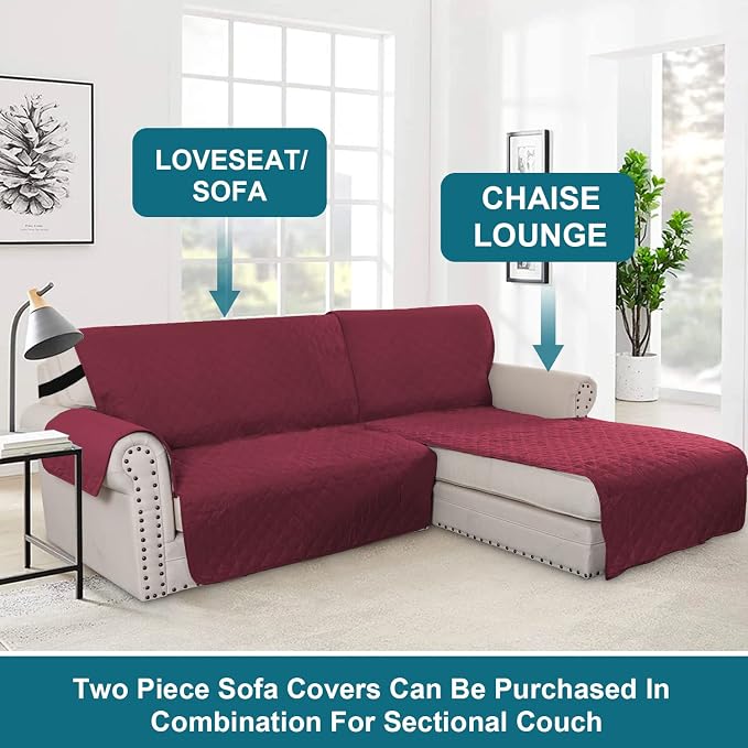 Turquoize 100% Waterproof Sofa Covers Chaise Lounge L Shape Sofa Protector Slip - Image 5