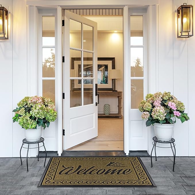 Yimobra Welcome Front Door Mat, Heavy Duty Easy Clean Doormat Indoor Outdoor - Image 7