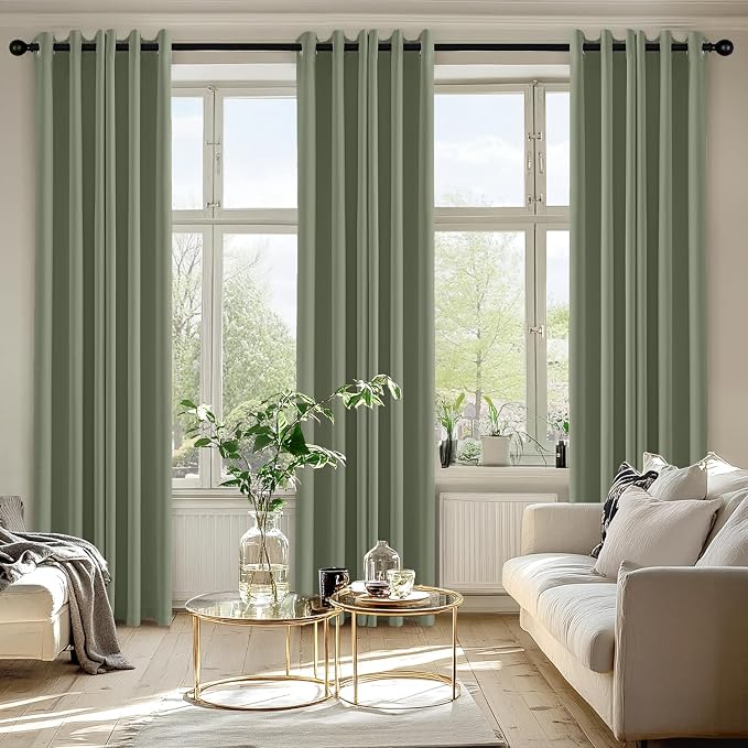 MIULEE Blackout Curtains for Bedroom 2 Panels 40 x 72 Inch Long Sage | Thermal - Image 6