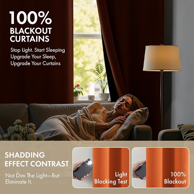 MIULEE Fall Orange 100% Blackout Curtains - Image 2