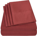 Sweet Home Collection 6 Piece 1500 Supreme Collection Brushed Microfiber Deep Pocket Sheet Set-2 Extra Pillow Cases, Great Value, Rv Short Queen, Burgundy