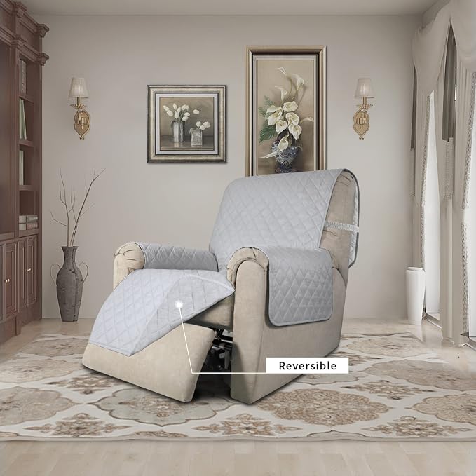 Easy-Going Reversible Couch Cover, Recliner 22 in, Light Gray/Light Gray | - Image 2