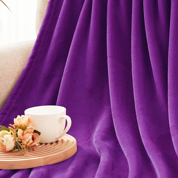Exclusivo Mezcla Extra Large Fleece Throw Blanket for Couch, Sofa, 300GSM Super Soft and Warm Blankets, Purple Throw All Season Use, Cozy, Plush, Lightweight, 50x70 Inches