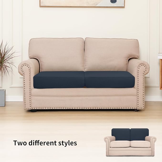 Easy-Going Stretch 2 Pieces Loveseat Couch Cushion Cover - Image 2