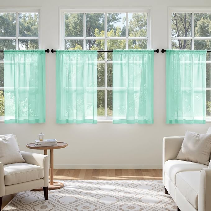 MIULEE Aqua Sheer Curtains 63 Inches Long 4 Panels 42 x 63 Inches | Light - Image 4